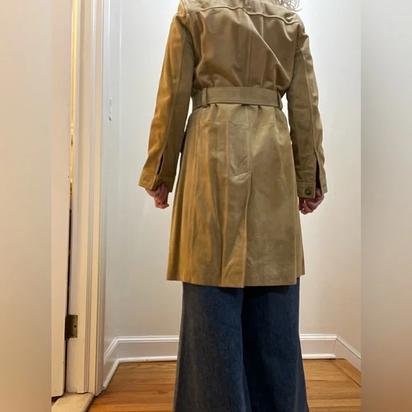 GAP Vintage Women's Camel Suede Trench Coat Size M - Picture 4 of 14